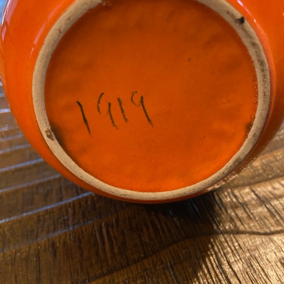 Vintage Haeger Mid Century Modern vases. Pair Atomic Orange and Blue - Picture 4 of 5